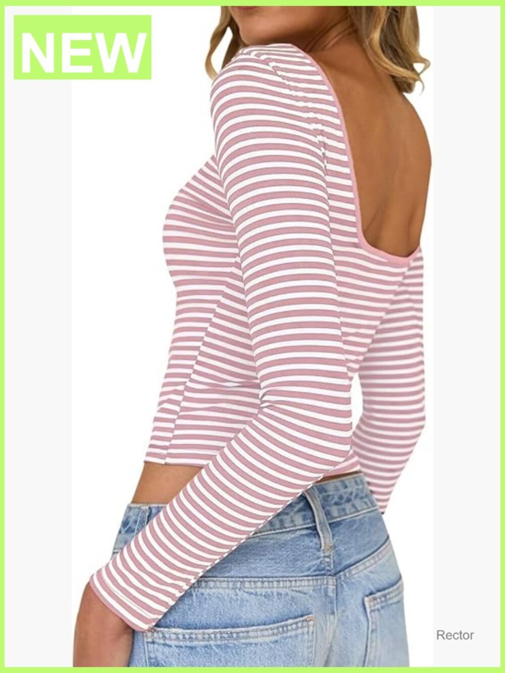 Sexy Backless Striped T-Shirt Crop Top Boat Neck Long Sleeve Going Out